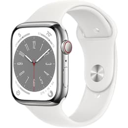 Apple Watch Series 9 (2023) GPS + Cellular 41 mm - Stainless steel Silver - Sport band White