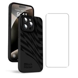 Back Market Case iPhone 15 Pro Max and protective screen - Natural material - Black Wave