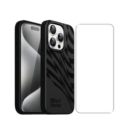 Back Market Case iPhone 15 Pro and protective screen - Natural material - Black Wave