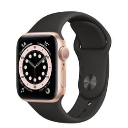 Apple Watch Series 6 (2020) GPS + Cellular 44 mm - Stainless steel Gold - Sport band Black