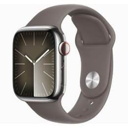 Apple Watch Series 9 (2023) GPS + Cellular 41 mm - Stainless steel Silver - Sport band Grey