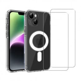 Case iPhone 14 and 2 protective screens - TPU - Transparent